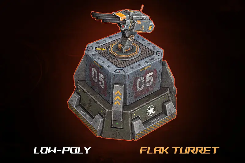 Low-Poly Flak Turret - Mobile RTS Asset Asset Thumbnail