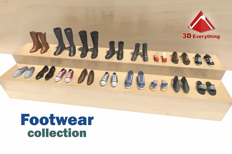 Realistic Footwear Collection for 3D Projects and Games Asset Thumbnail