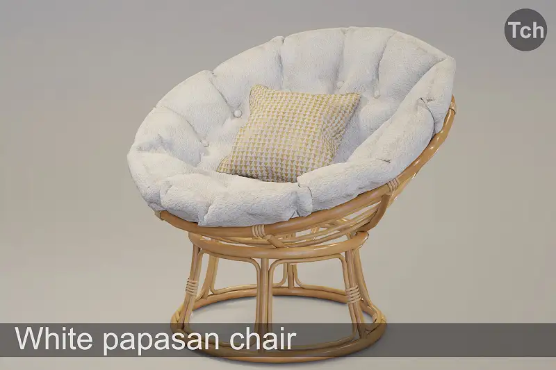 Cozy White Papasan Chair 3D Model Asset Thumbnail