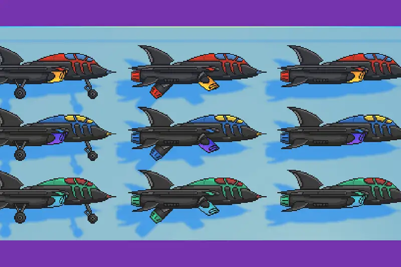 Turbojet Fighter Jet Pixel Art Pack Asset Thumbnail