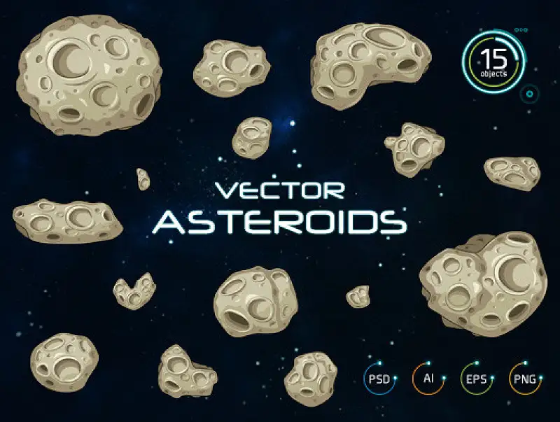 Vector Asteroids Sprites + Bonus Asset Thumbnail