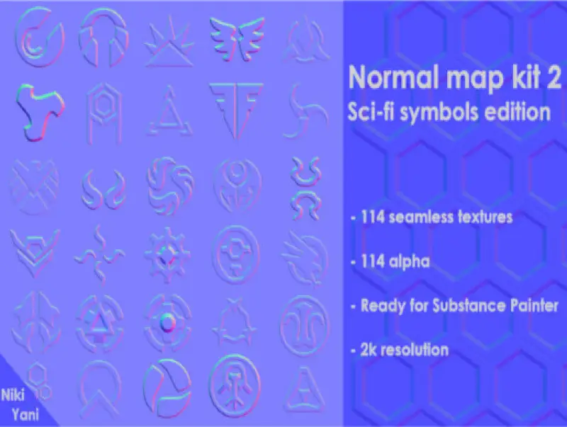 Normal map kit 2 Sci-fi symbols edition Asset Image