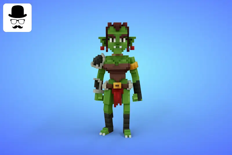 Goblin 2 Voxel Female Character - 3D Lowpoly Fantasy Creature Asset Thumbnail