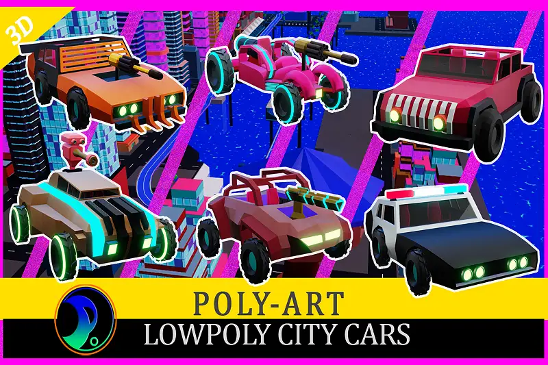 city cars low poly Asset Thumbnail