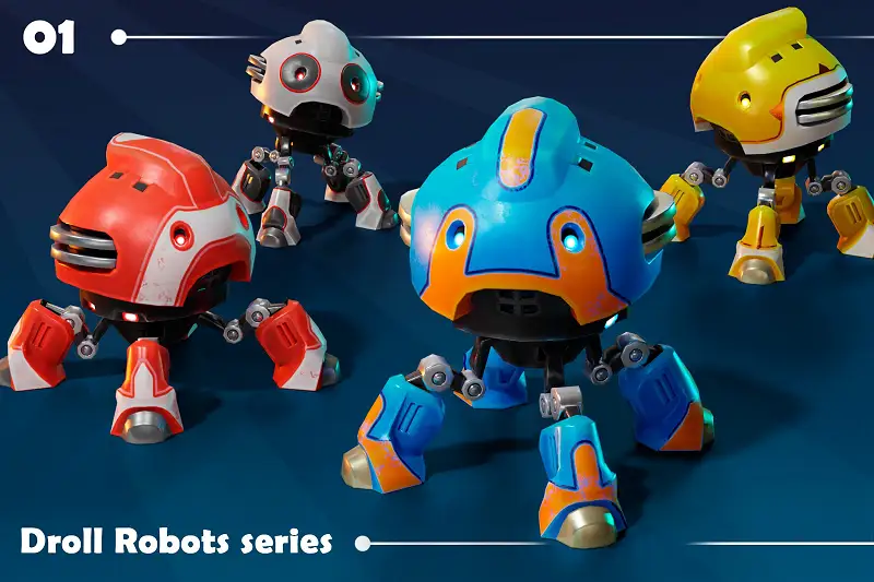 Droll Robot 01: A Fun Game Character Asset Thumbnail