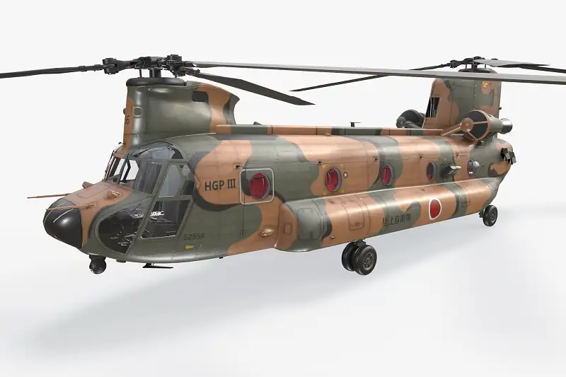 CH-47J Chinook JGSDF Static 3D Model Asset Thumbnail