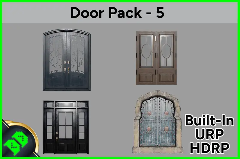 Door Pack - 5: Low-Poly 3D Doors with High-Quality Textures Asset Thumbnail