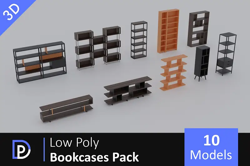 Low Poly Bookcases Pack Asset Thumbnail