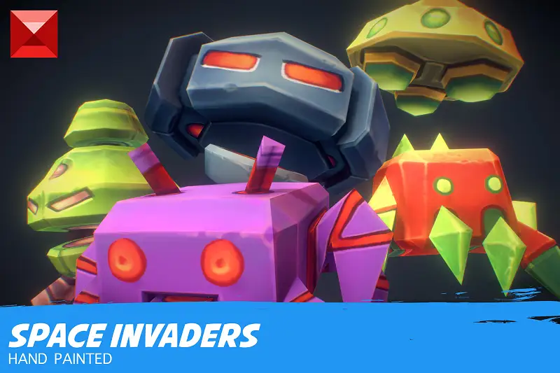 Low Poly Space Invader Set Asset Thumbnail