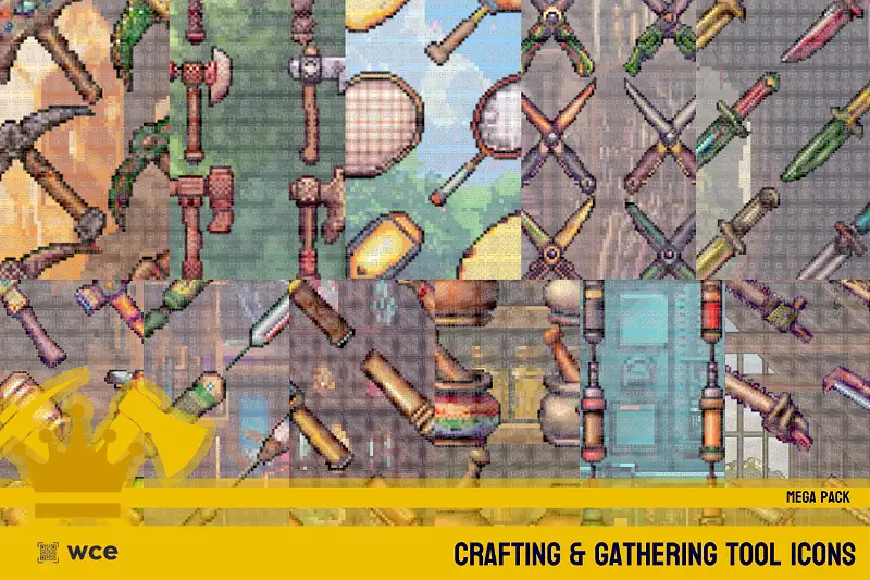 Crafting and Gathering Tool Icons - Mega - 2D Pixel Profession Resource Bundle Asset Thumbnail