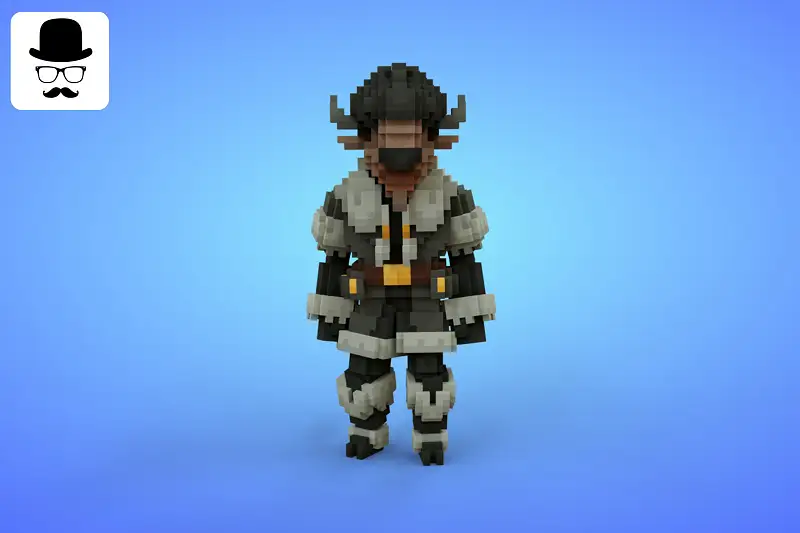 Bison Warrior Voxel Character - 3D Lowpoly Fantasy Creature Asset Thumbnail