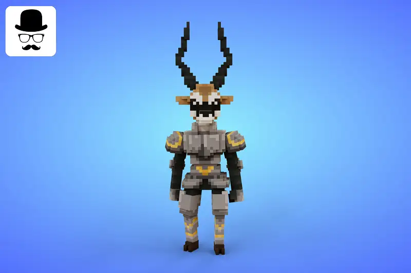 Antelope Knight Voxel Character - 3D Lowpoly Fantasy Creature Asset Thumbnail