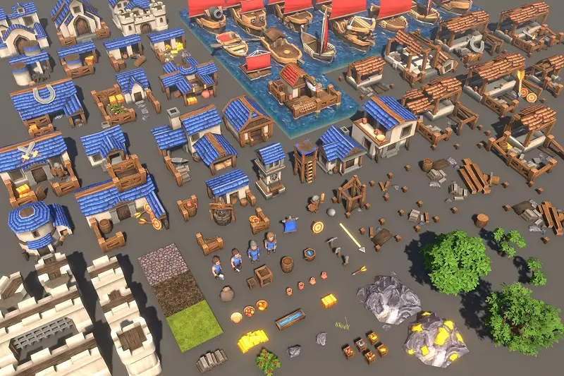 RTS Pack - Stylized Buildings, Props, and Ships Asset Thumbnail