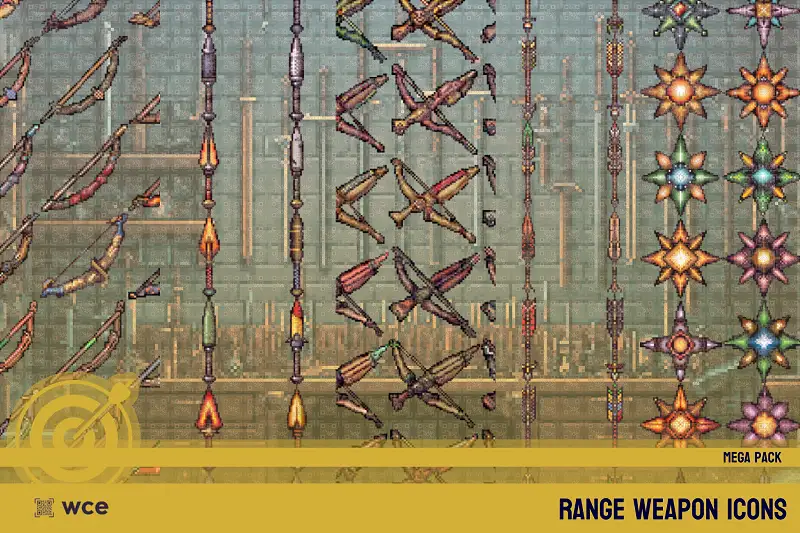 Ranged Weapon Icons - Mega - 2D Pixel Range Combat Weapons and RPG Weapon Bundle Asset Thumbnail