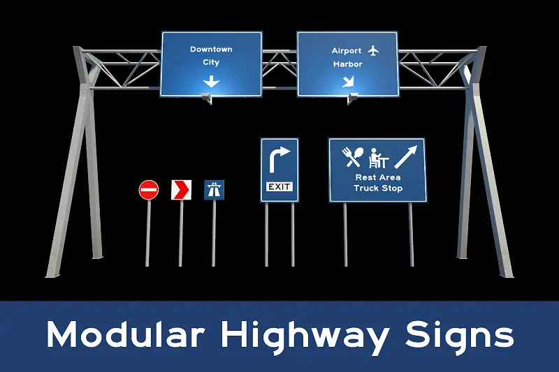 Customizable Highway Signs for Unity Asset Image