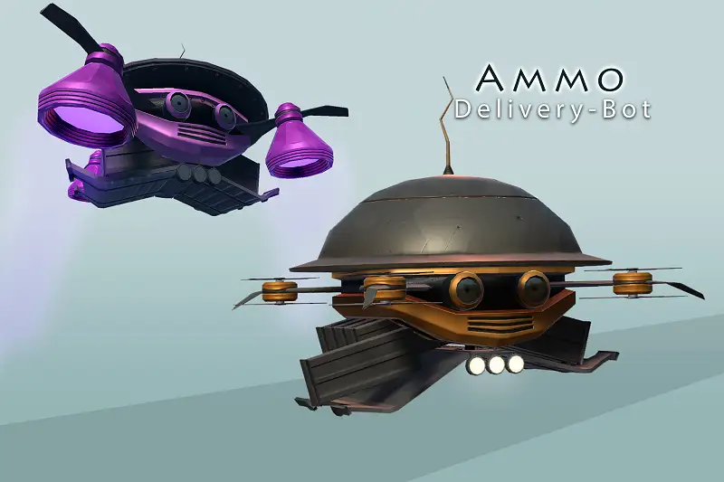 Ammo Delivery Bot: Cyberpunk Ammunition Drone Asset Thumbnail