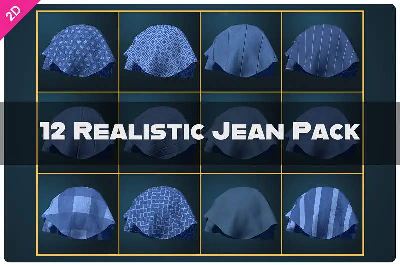 Realistic Jean Fabric Materials Bundle for URP Asset Thumbnail