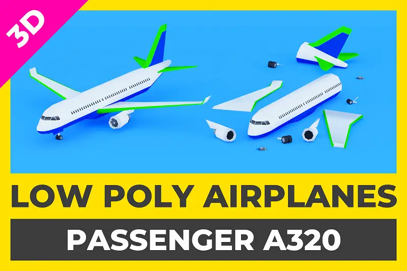 Low Poly A320 Passenger Airplane Asset Thumbnail