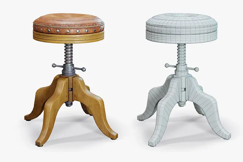 Stool Swivel Vintage Leather Asset Thumbnail