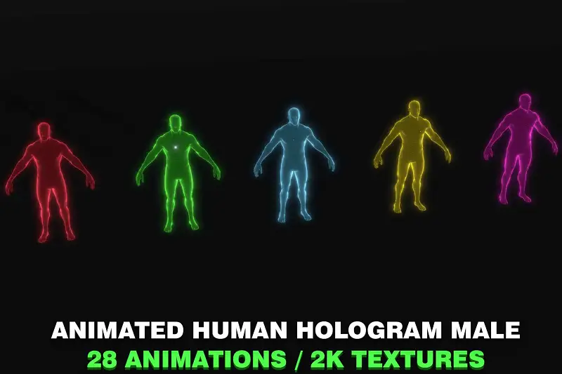 Human Hologram Male 3D Model Asset Thumbnail