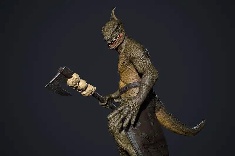 Lizardman Barbarian 3D Model Asset Image