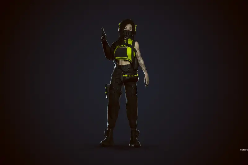 Asian Cyberpunk Girl with Pistol (URP) Model Asset Thumbnail