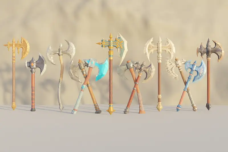 Lowpoly Fantasy War Axes Asset Thumbnail