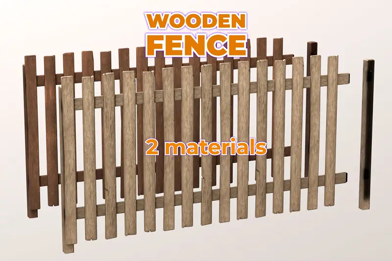 Modular Wooden Fence garden realistic prop Asset Thumbnail