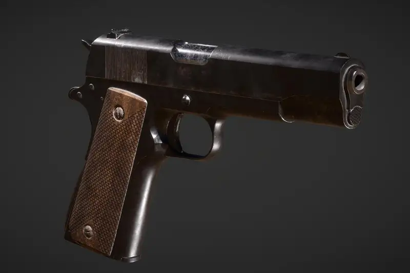 1911 Pistol Realistic 3d Model PBR Asset Thumbnail