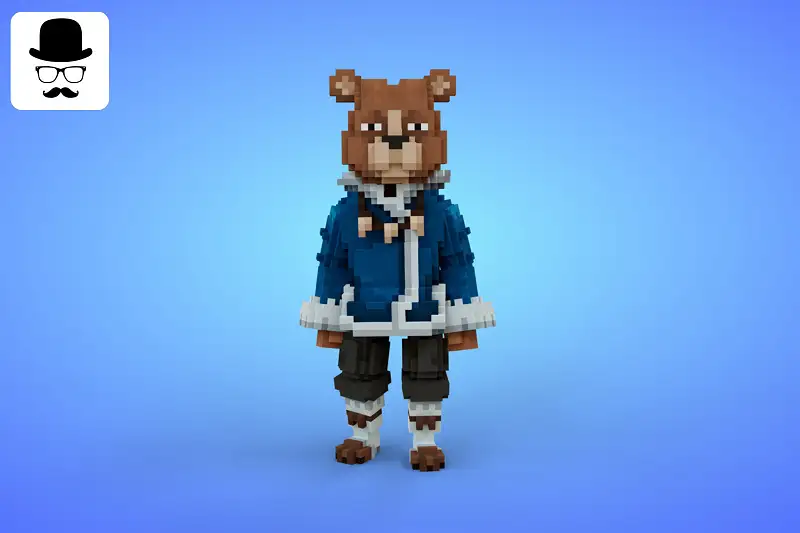 Bear Warrior Voxel Character - 3D Lowpoly Fantasy Creature Asset Thumbnail