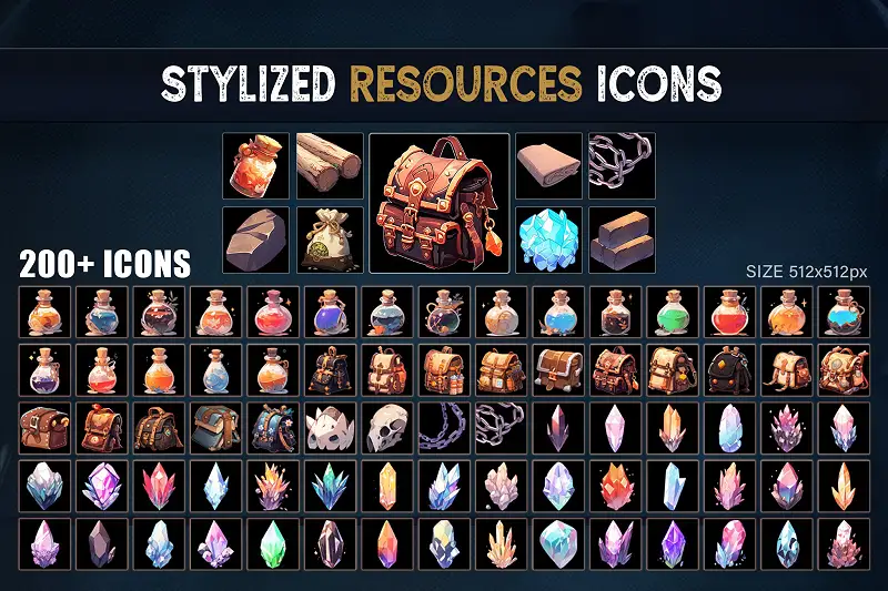 Stylized Resources 2D Icons Asset Thumbnail