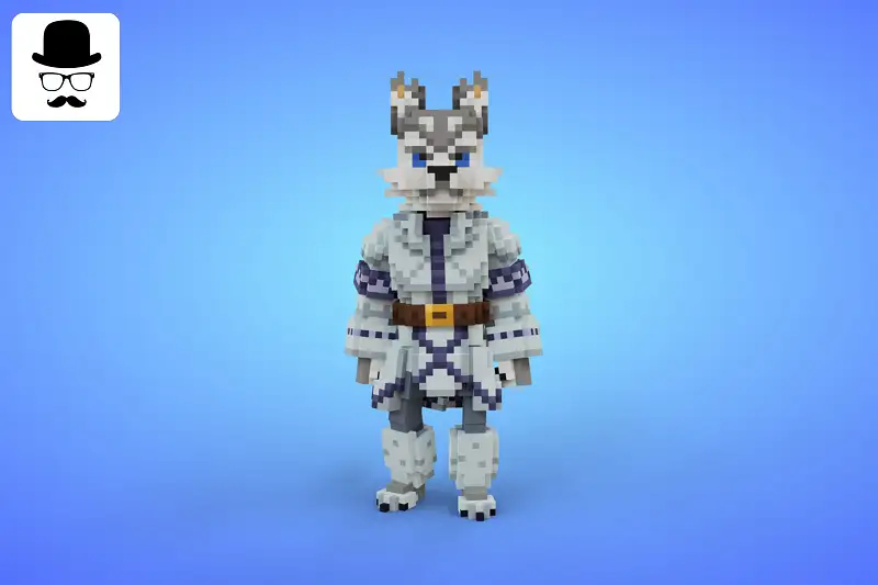Wolf Warrior Voxel Character - 3D Lowpoly Fantasy Creature Asset Thumbnail