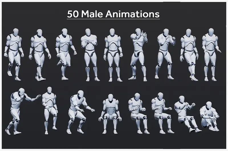 50 Male Animations for Unity Asset Image