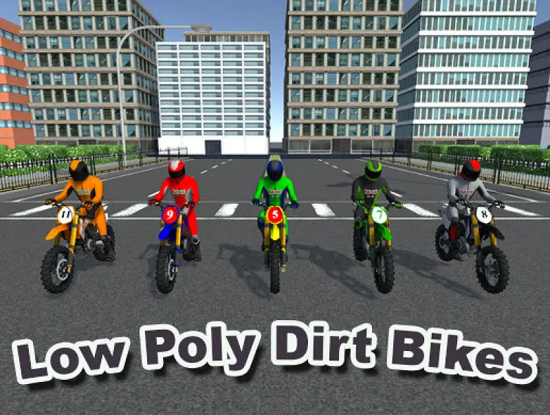 5 Low Poly Dirt Bike With Rider Asset Image