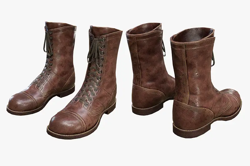 WW2 Tactical Boots 3D Model Asset Thumbnail