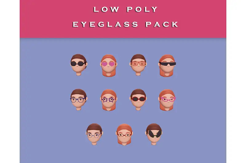 Low Poly Modular Character Assets - Eyeglass Pack Asset Thumbnail