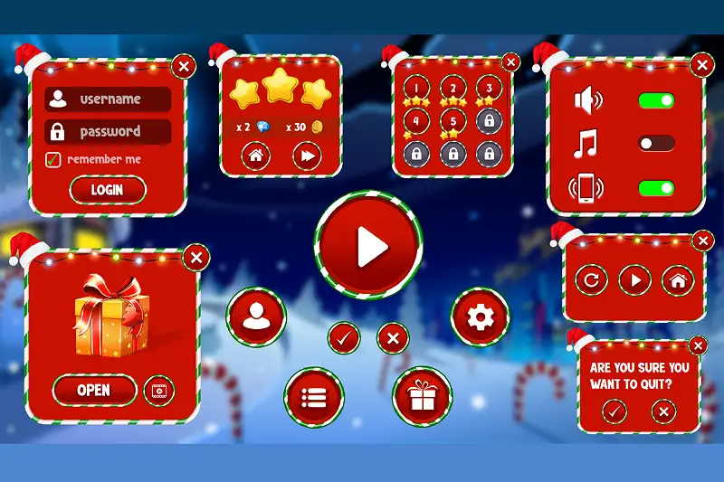 Frozen Christmas UI Kit -- Hyper Casual Game Asset Thumbnail