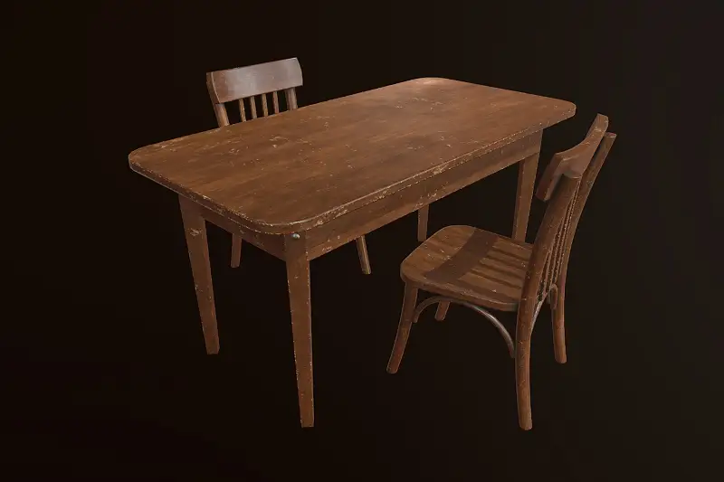 Old Table and Chair Asset Image