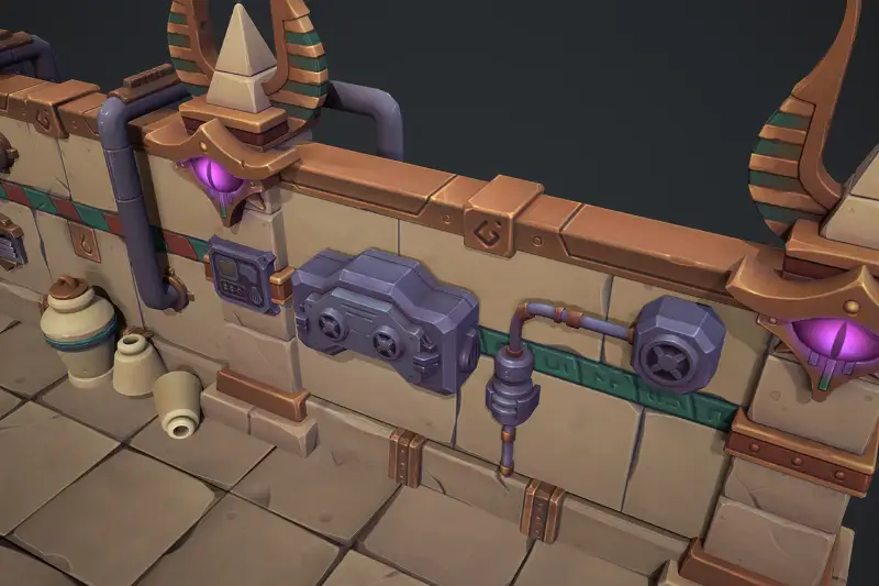 Sci-Fi Egyptian Tomb / Dungeon - Handpainted Stylized Asset Thumbnail