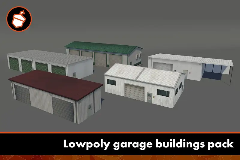 Lowpoly garage buildings pack Asset Thumbnail