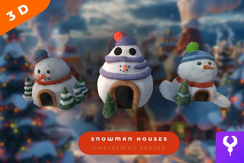 Cartoon Snowman House Pack Asset Thumbnail