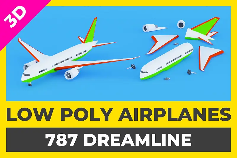 Low Poly 787 Dreamliner Airplane Asset Thumbnail