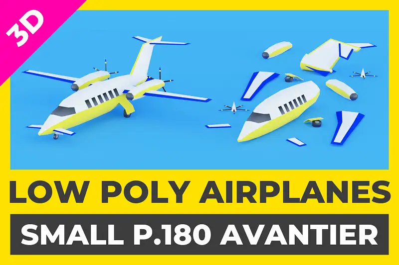 Low Poly Small Airplane - P.180 Avantier Asset Thumbnail
