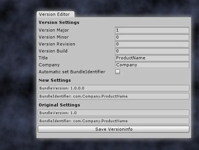 Version Editor Asset Thumbnail