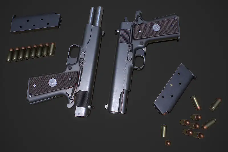 High-Definition Army Pistol 3D Model Asset Image