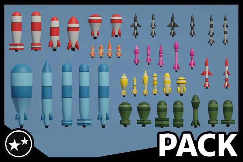 Rockets, Missiles & Bombs - Cartoon Low Poly Pack Asset Thumbnail