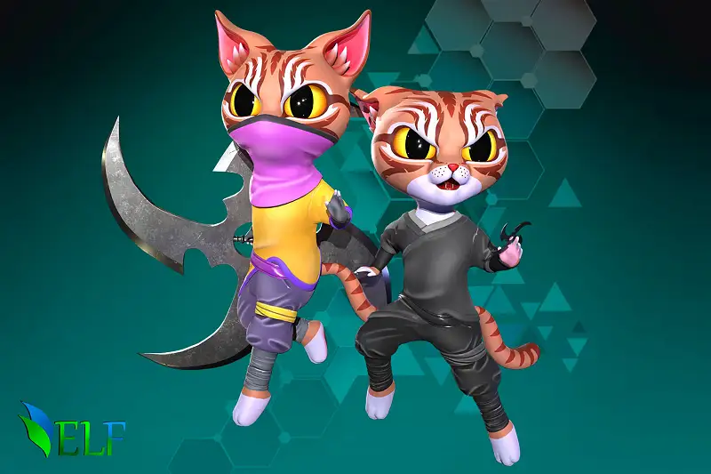 Cat Ninja 004 3D Model Asset Thumbnail