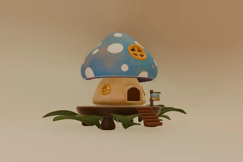 3D Game - Environments Mushroom House Asset Thumbnail