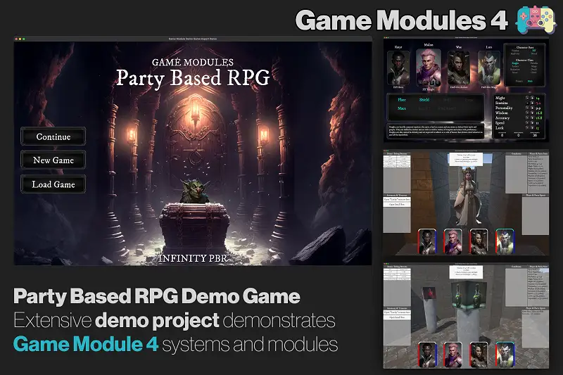 RPG Game Kit - 1st Person Party Based Demo for Game Modules 4 - Make {YOUR} Game Asset Thumbnail