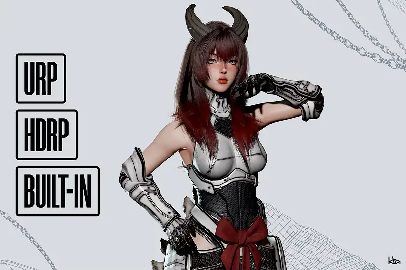 Cosmo Dragon Girl 3D Model Asset Thumbnail